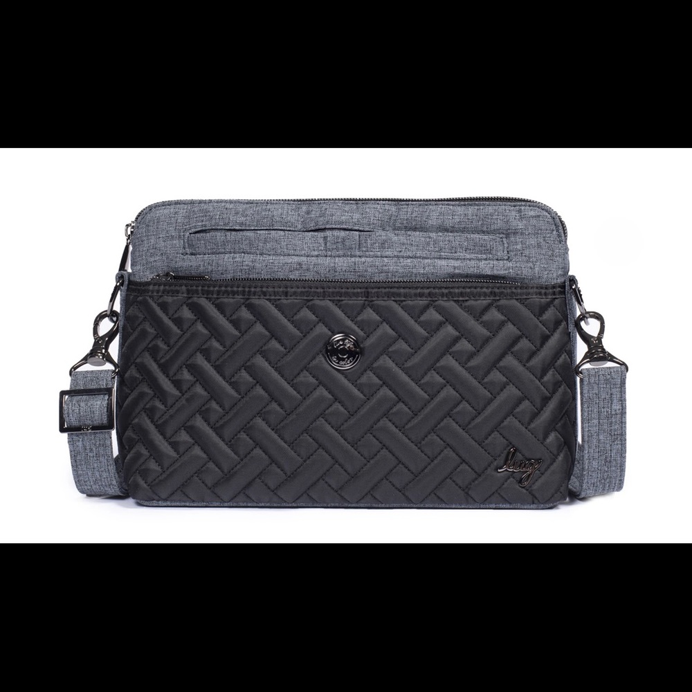 NWOT - Lug Convertible Crossbody / Belt Bag in Shimmer Black and Heather Gray